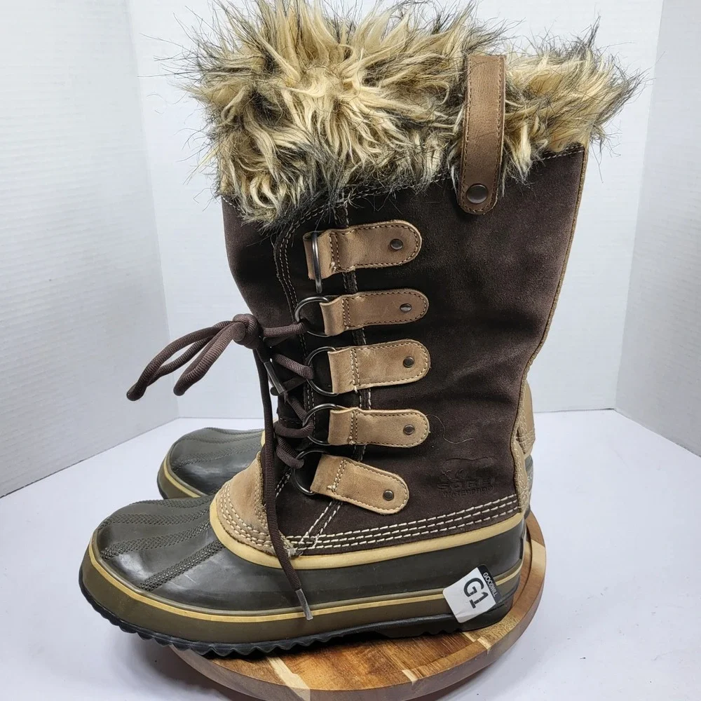 Sorel Joan of Arctic Women 9 Brown Excellent Waterproof Snow Boots NL1540-248